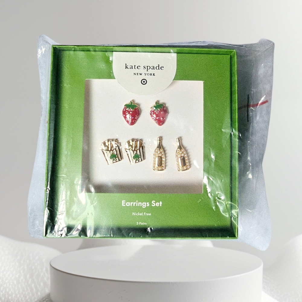 Kate Spade 3 Pack Mixed Novelty Stud Earring Sealed Package NWT
